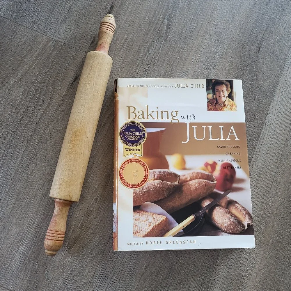 Julia Child Bundle: 1st Edition Cookbook & Wooden Rolling Pin